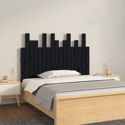 vidaXL Wall Headboard Black 108x3x80 cm Solid Wood Pine