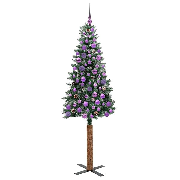 vidaXL Slim Christmas Tree Green 180 cm PVC and Solid Pine wood