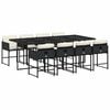 vidaXL 9 Piece Garden Dining Set with Cushions Black Poly Rattan