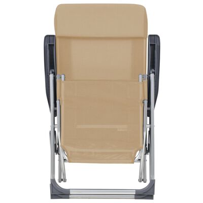 vidaXL Folding Camping Chairs 2 pcs with Footrest Cream Aluminium