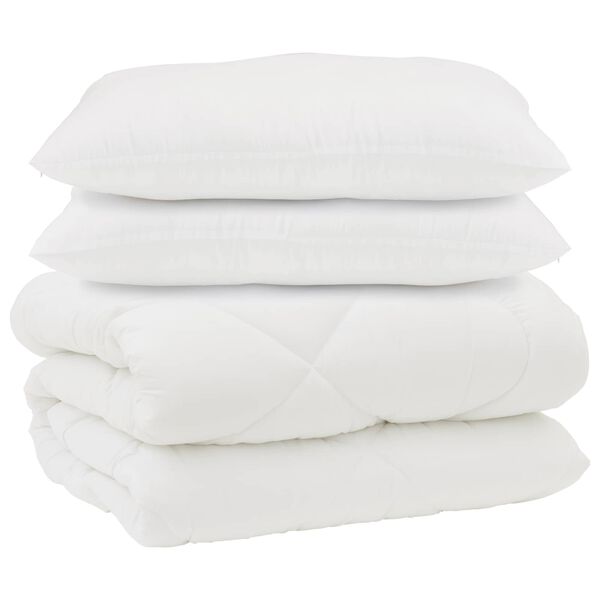 vidaXL Duvet with Pillows 3 pcs White Microfiber and Down Feather