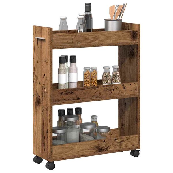 vidaXL Cabinet with Wheel Old wood 60 x 22 x 79 cm Engineered Wood