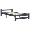 vidaXL Bed Frame without Mattress Dark Grey Solid Pinewood 90x200 cm (322019+321990)