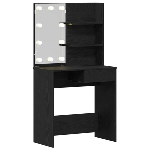 vidaXL Dressing Table Black Oak 74.5 x 40 x 141 cm Engineered Wood