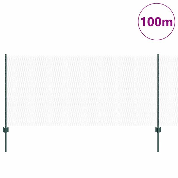 vidaXL Fence with Post Green 1 x 100 m Steel and PVC