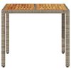 vidaXL Garden Table with Acacia Wood Top Grey 90x90x75 cm Poly Rattan