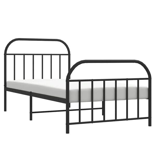 vidaXL Metal Bed Frame without Mattress with Footboard Black 100x190cm