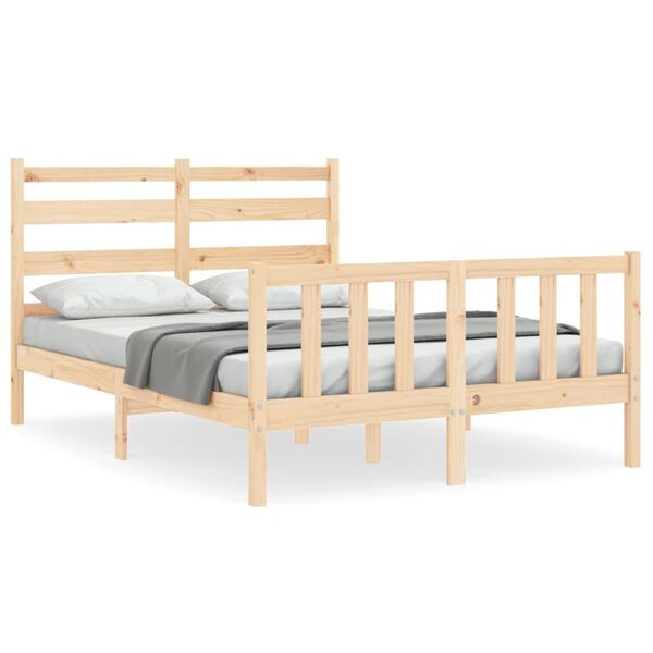 vidaXL Bed Frame without Mattress Small Double Solid Wood Pine
