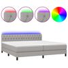 vidaXL Box Spring Bed with Mattress&LED Light Grey 200x200cm Fabric