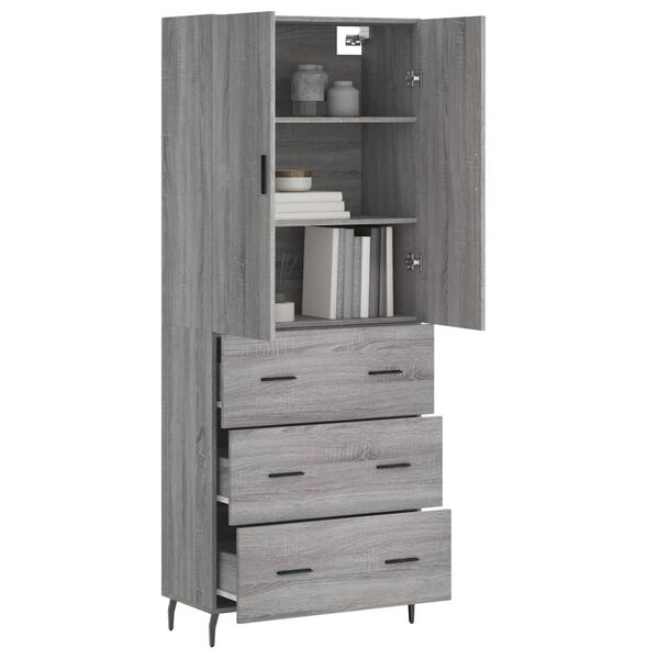 vidaXL Highboard Grey Sonoma 69.5x34x180 cm Engineered Wood