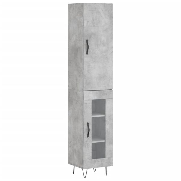 vidaXL Highboard Concrete Grey 34.5x34x180 cm Engineered Wood
