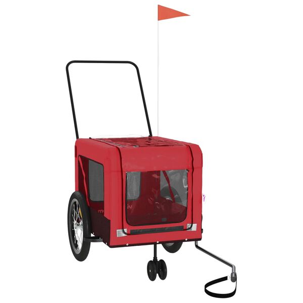 vidaXL Pet Bike Trailer Red and Black Oxford Fabric and Iron