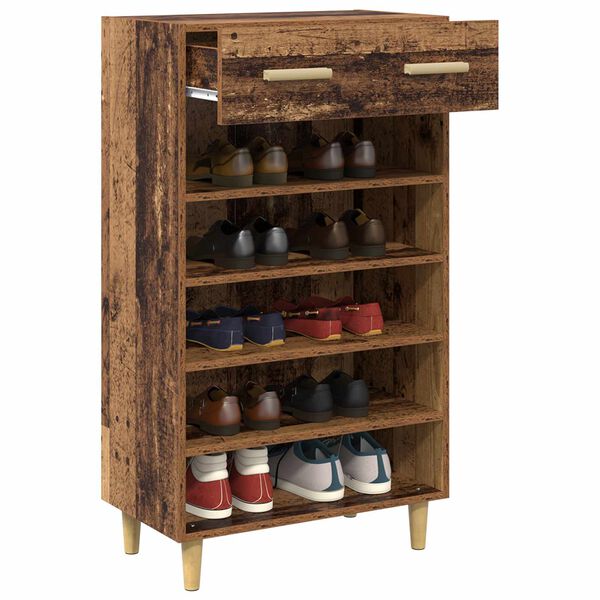vidaXL Shoe Cabinet Plain Old Wood 60 x 35 x 105 cm Engineered Wood