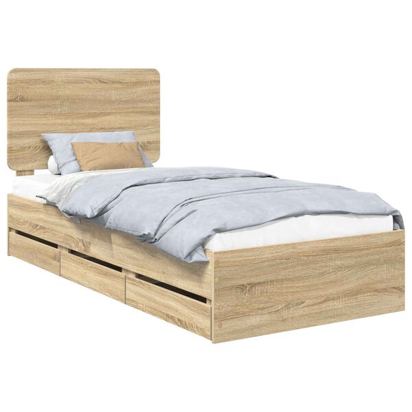 vidaXL Bed Frame with Drawer Sonoma Oak 90 x 200 cm Engineer Wood