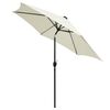 vidaXL Garden Parasol with LED Lights and Aluminium Pole 300 cm Sand White