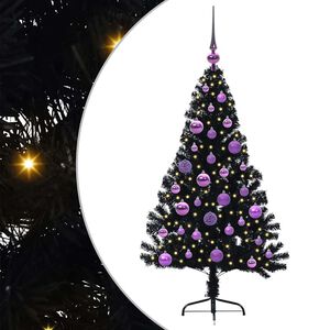 vidaXL Artificial Pre-lit Christmas Tree Black 120 cm PVC