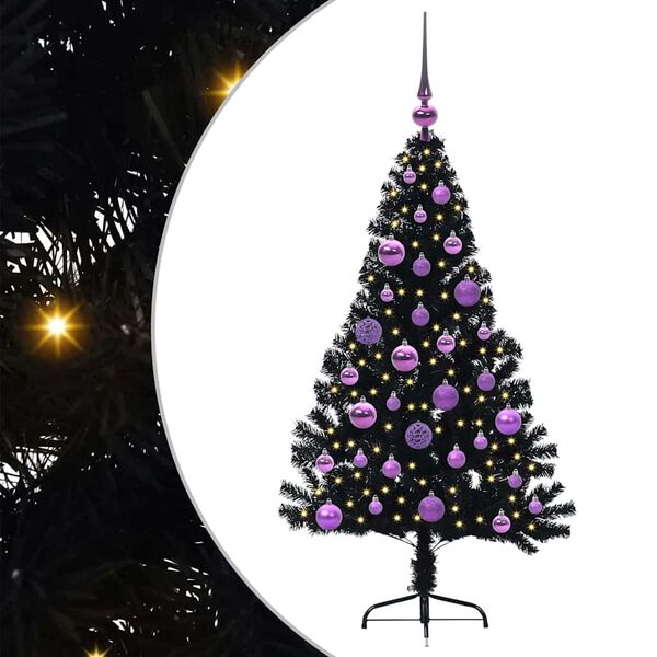 vidaXL Artificial Pre-lit Christmas Tree Black 120 cm PVC
