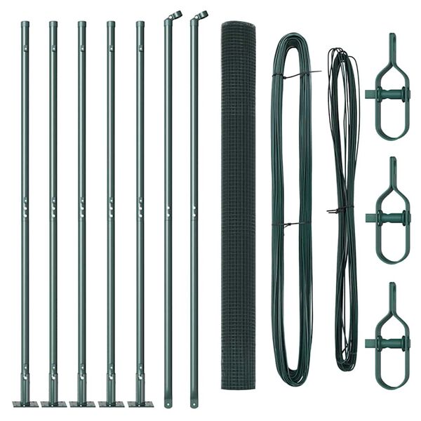 vidaXL Fence Post Green 10 x 1.6 m (12 x 12 mm mesh) Steel and PVC