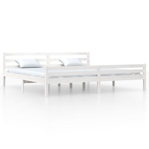 vidaXL Bed Frame without Mattress White Solid Wood 200x200 cm