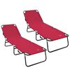vidaXL Folding Sun Lounger 2 pcs Polyester Red