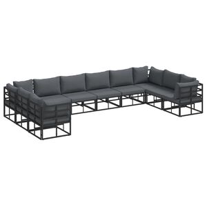 vidaXL Garden Sofa Set 10 pcs Black Aluminium