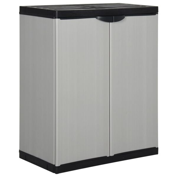 vidaXL Garden Storage Cabinet with 1 Shelf Grey and Black 68x40x85 cm