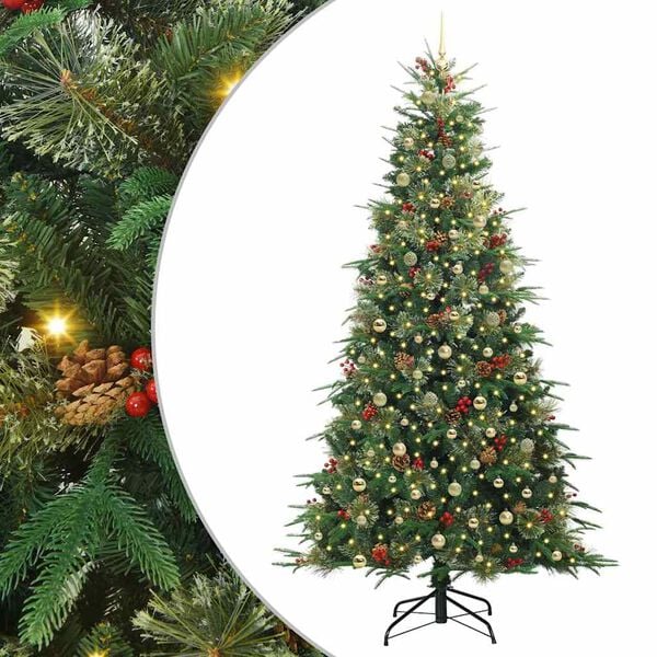 vidaXL Artificial Hinged Christmas Tree Green 240 cm PE and PVC