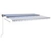 vidaXL Freestanding Manual Retractable Awning 500x350 cm Blue/White