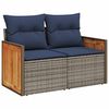 vidaXL 7 Piece Garden Sofa Set with Cushions Grey Poly Rattan Acacia