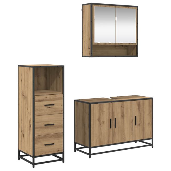 vidaXL Bathroom Furniture Set 3 pcs Artisan Oak Engineered Wood