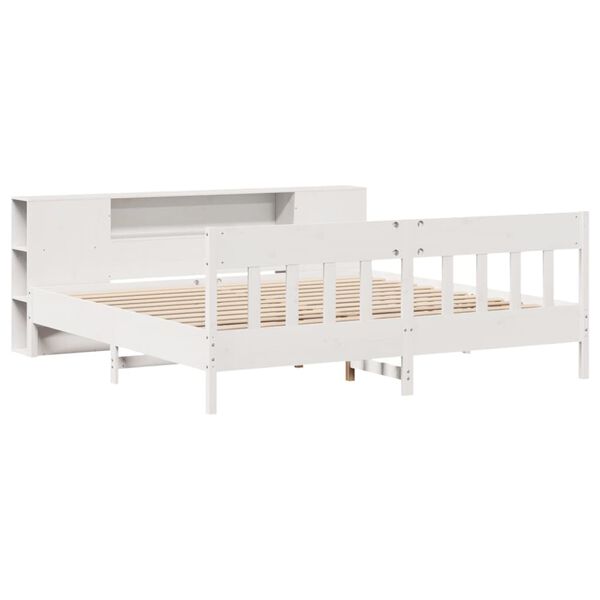 vidaXL Bookcase Bed without Mattress White 180x200 cm Super King Solid Wood Pine