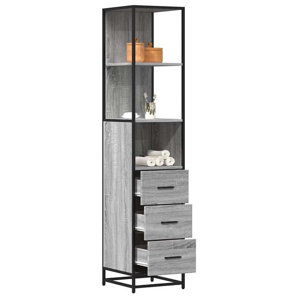 vidaXL Bathroom Cabinet Grey Sonoma 35x37.5x166 cm Engineered Wood