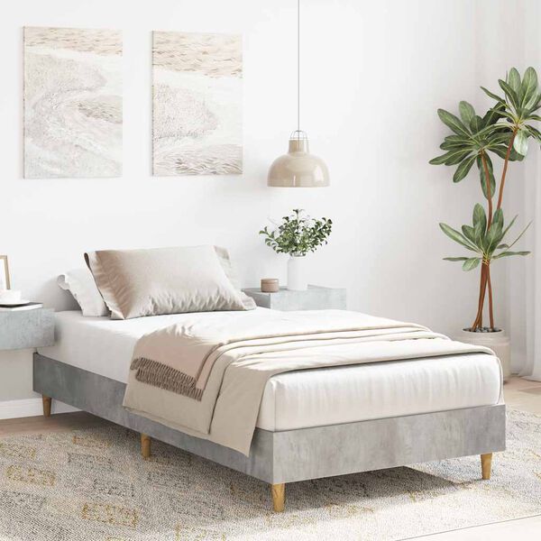 vidaXL Bed Frame No Mattress Concrete Grey 90x190 cm Single Engineered Wood