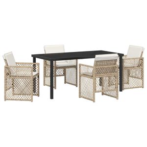 vidaXL Garden Dining Set 5 pcs Beige Poly Rattan