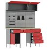 vidaXL Work Cabinet with Drawer with Lock 7 pcs Red 150 x 55 x 200 cm