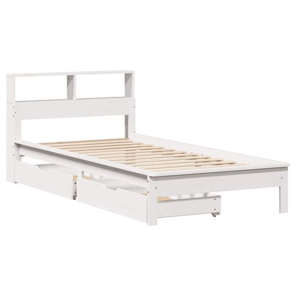 vidaXL Bookcase Bed without Mattress White 90x200 cm Solid Wood Pine