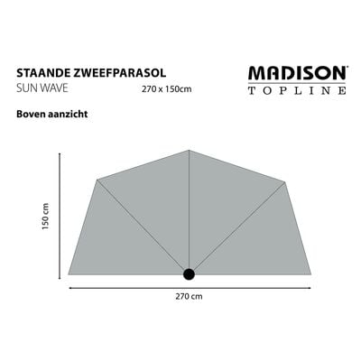 Madison Balcony Parasol Sun Wave 270x150 cm Grey PAC3P014