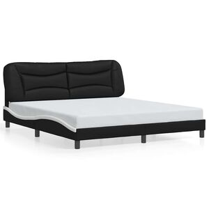 vidaXL Bed Frame without Mattress "Hvar" Black and White 180x200 cm Super King Faux Leather