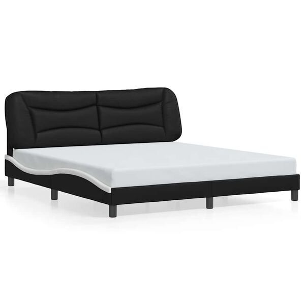 vidaXL Bed Frame without Mattress "Hvar" Black and White 180x200 cm Super King Faux Leather