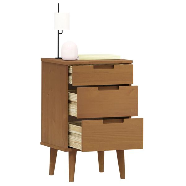 vidaXL Bedside Cabinet MOLDE Brown 40x35x65 cm Solid Wood Pine