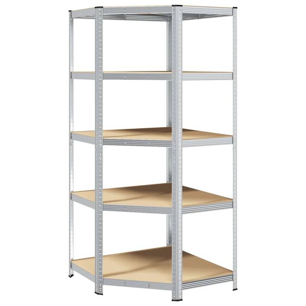 vidaXL Corner Shelf with Shelf Silver 90 x 90 x 198 cm Engineered Wood