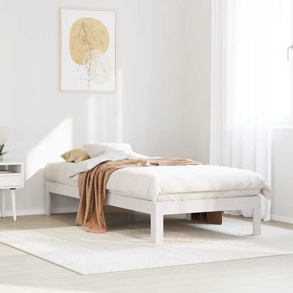 vidaXL Bed Frame without Mattress White 90x200 cm Solid Wood Pine