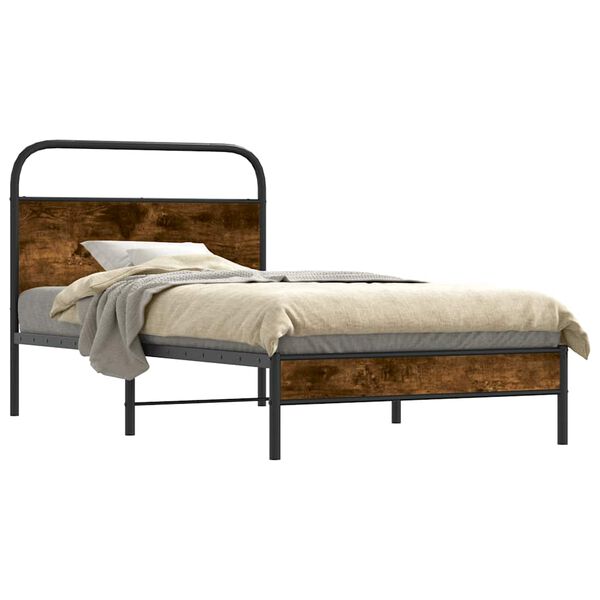 vidaXL Bed Frame Without Mattress 90x200 cm Smoked Oak Engineered Wood