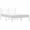 vidaXL Metal Bed Frame without Mattress with Headboard White 135x190cm