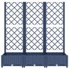 vidaXL Garden Planter with Trellis Blue Grey 120x40x121.5 cm PP