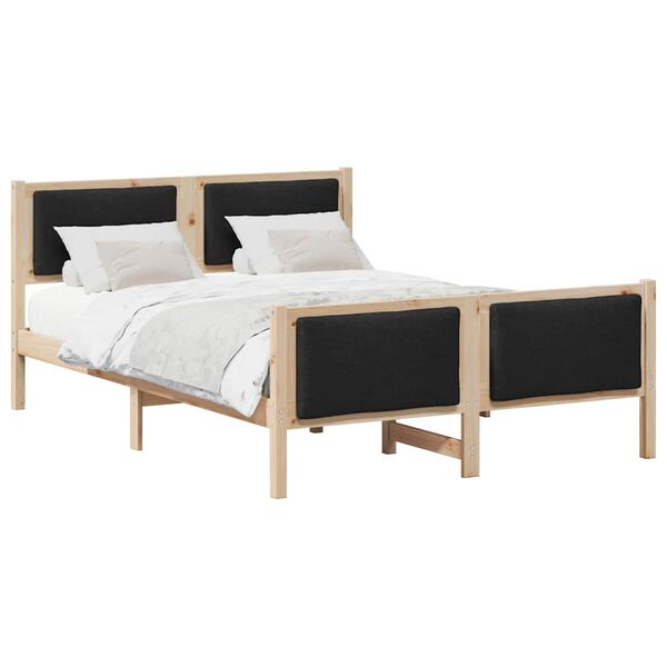 vidaXL Bed Frame with Headboard Black 150 x 200 cm Fabric
