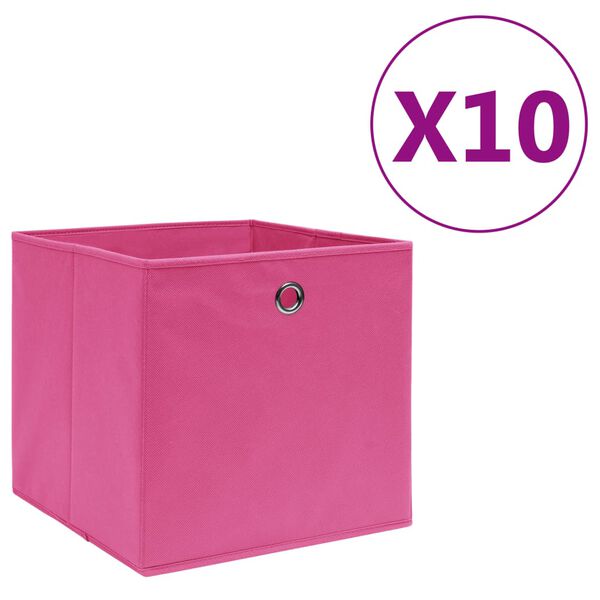 vidaXL Storage Boxes 10 pcs Non-woven Fabric 28x28x28 cm Pink