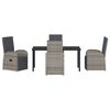 vidaXL Garden Dining Set with Cushion 5 pcs Grey Poly Rattan
