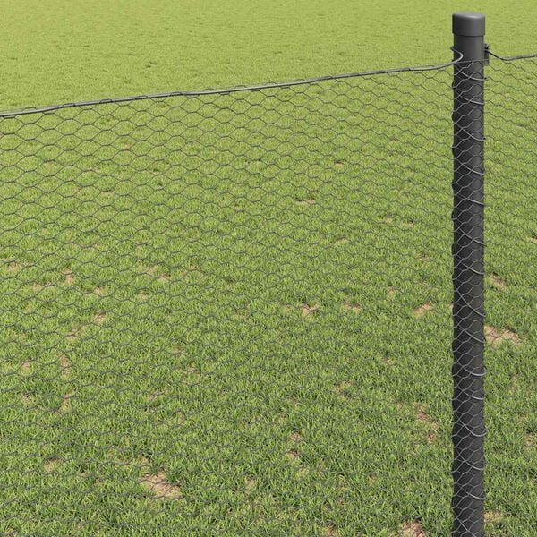 vidaXL Hexagon Fence Grey 1.2 x 10 m Steel