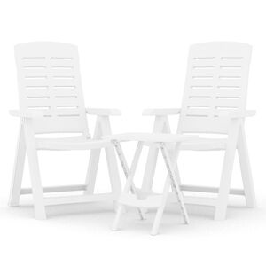vidaXL 3 Piece Garden Dining Set White Polypropylene